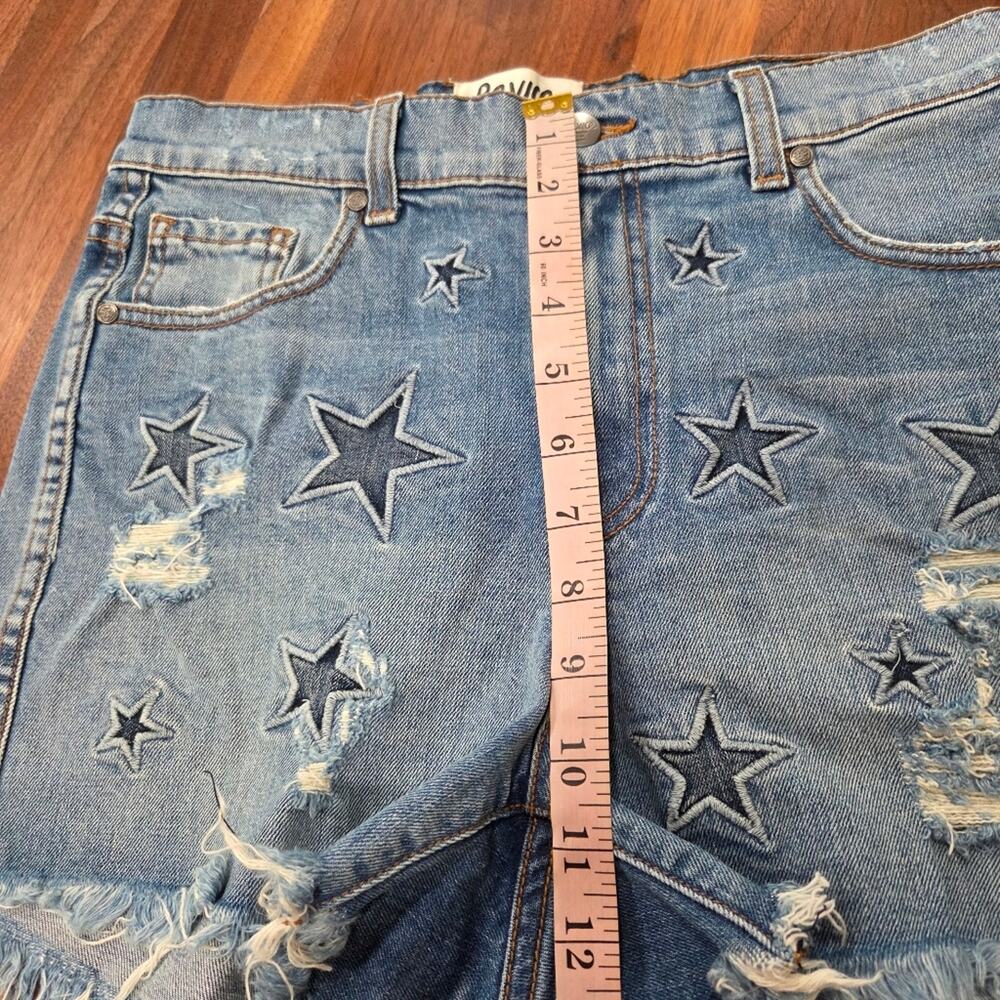 REVICE Blue Denim Star Appliqué Jean Shorts - Picture 8 of 9